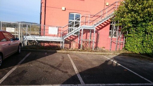 Staircase at Leuchars railway signal box.JPG